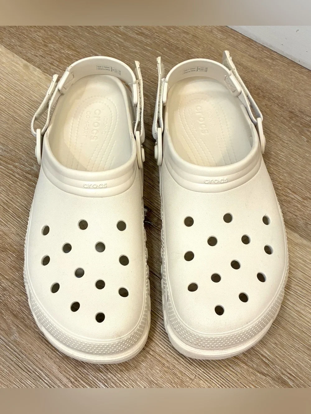Crocs Duet Max II Clog Adjustable Straps Sandals White Beige Men’s US 12